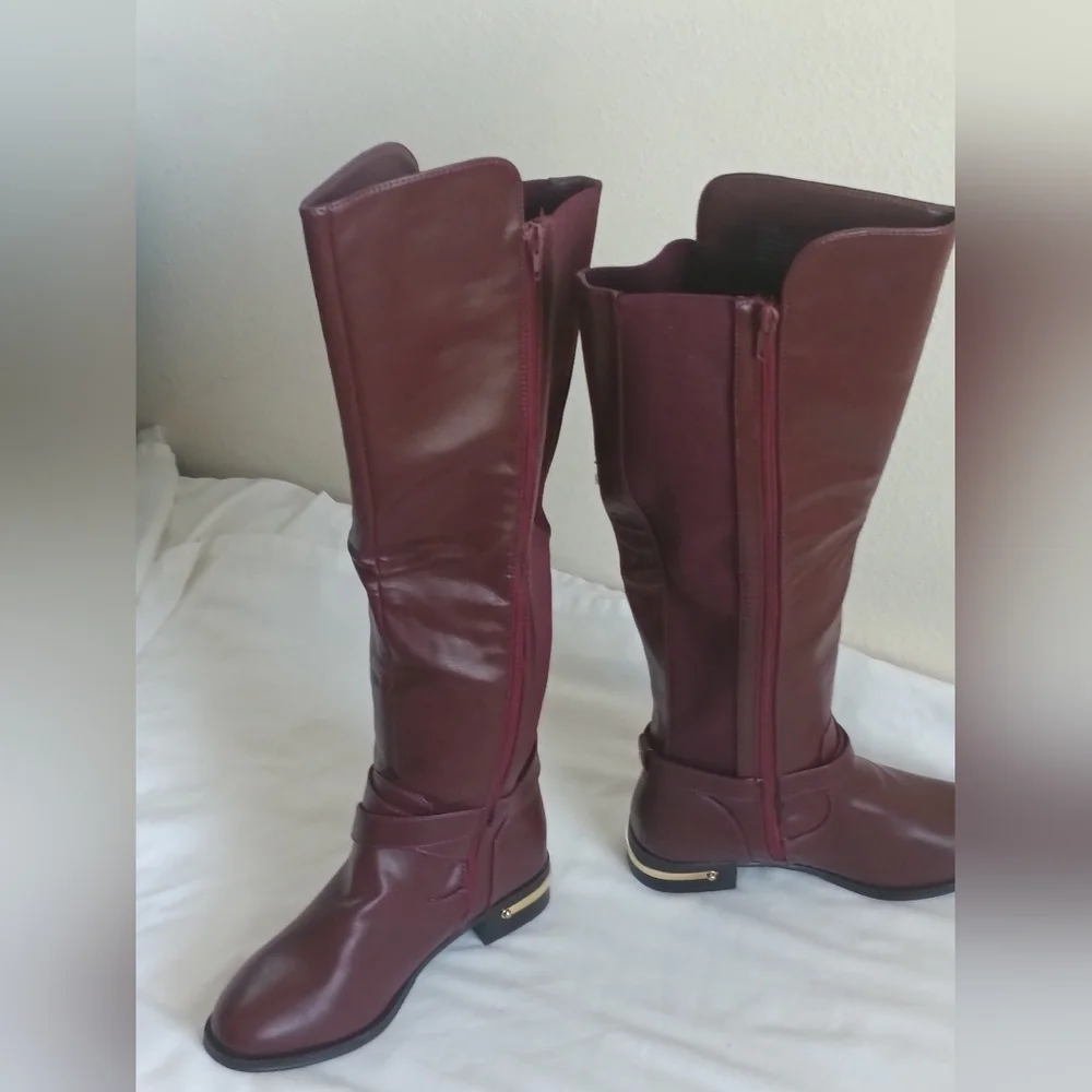Nicasia Boots Women 7.5 Rich Reddish Brown Knee High Academia Office Elegant Y2K